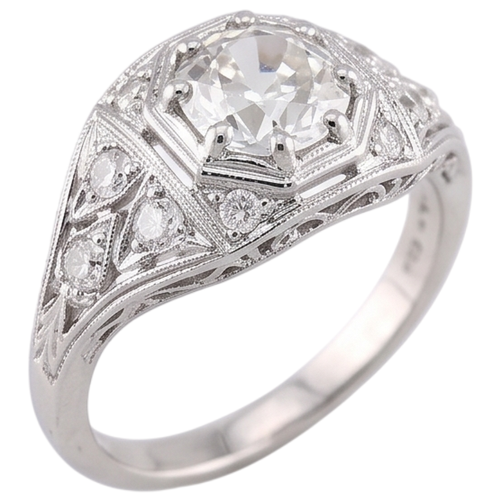 Old Miner Natural Earth Mined Diamond Ring 2 Carats White Gold 14K
