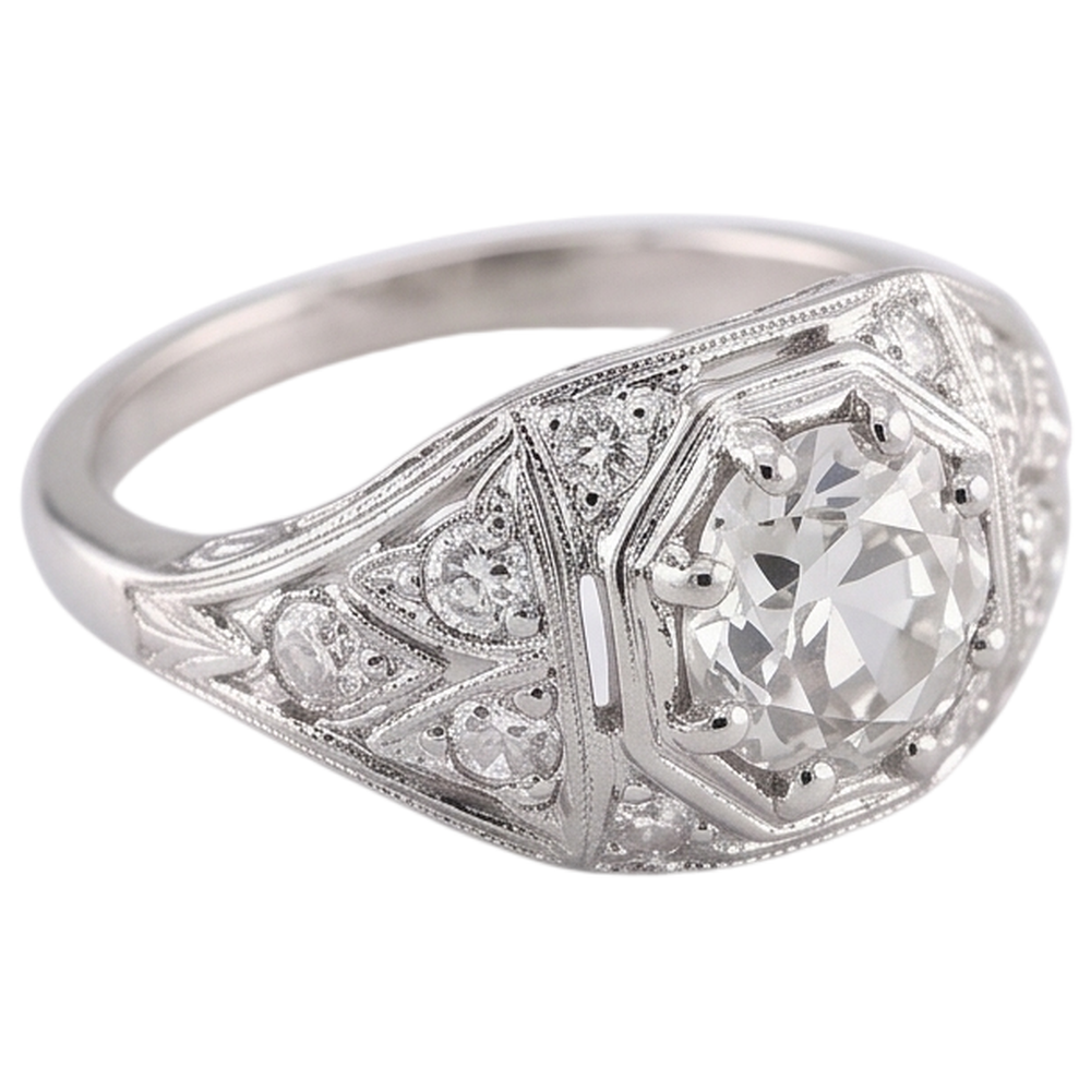 Old Miner Natural Earth Mined Diamond Ring 2 Carats White Gold 14K