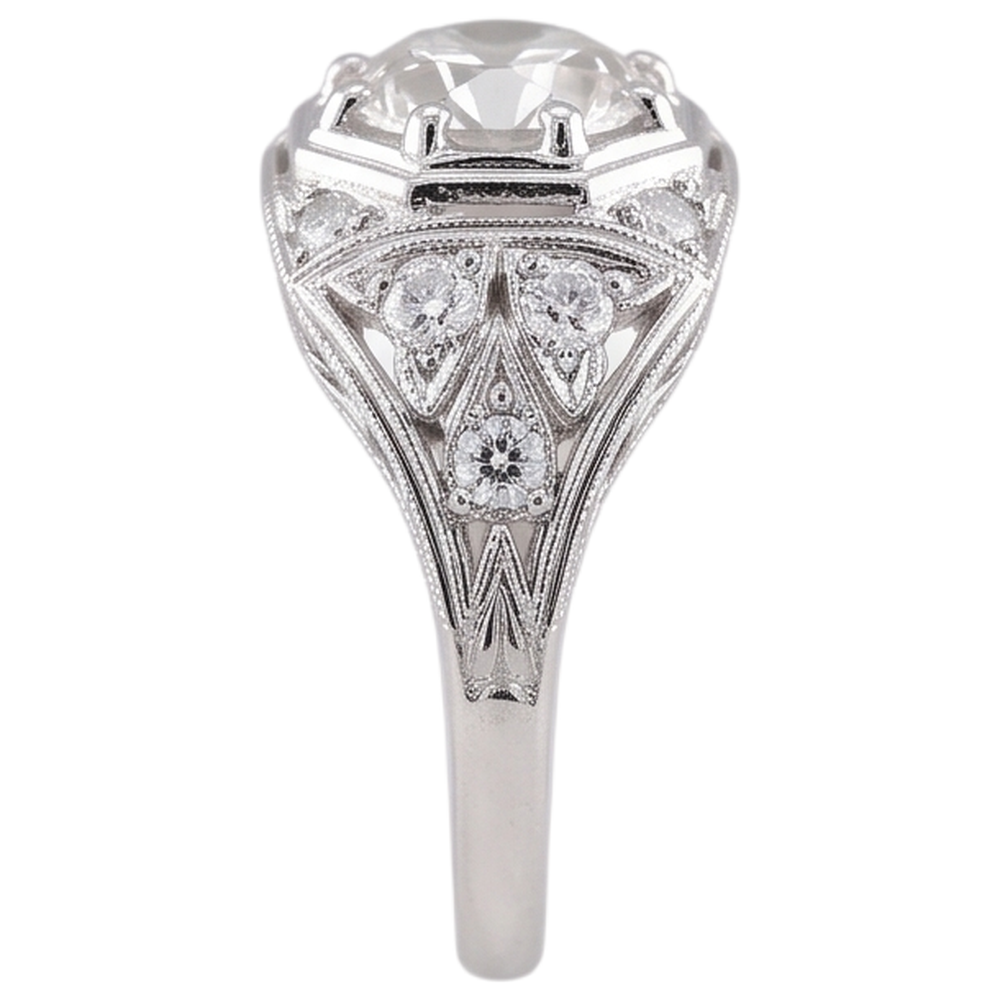 Old Miner Natural Earth Mined Diamond Ring 2 Carats White Gold 14K