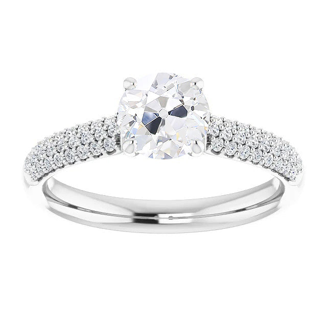 Old Miner Real Diamond Engagement Ring With Multi-Row Accents 5 Carats