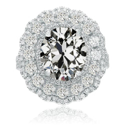 Old Miner Natural Earth Mined Diamond Halo Ring Prong Set Flower Style 14 Carats Gold