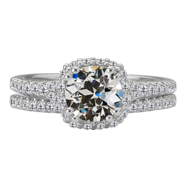 Old Miner Real Diamond Women's Halo Wedding Ring Set 5.50 Carats 14K Gold