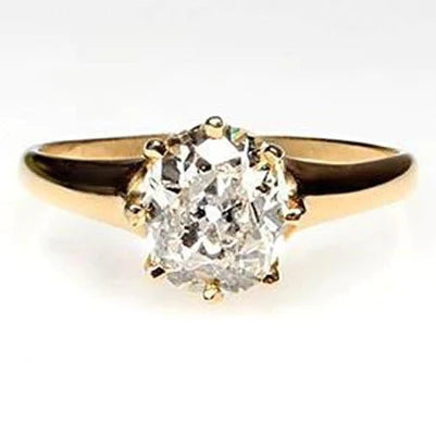 Old Miner Solitaire Genuine Diamond Wedding Ring 3 Carats Yellow Gold 14K