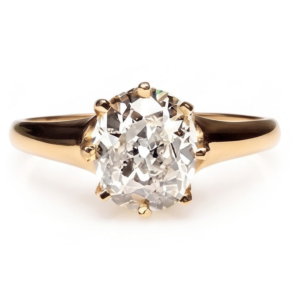 Old Miner Solitaire Genuine Natural Earth Mined Diamond Wedding Ring 3 Carats Yellow Gold 14K