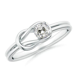 Old Miner Solitaire Round Real Diamond Ring Knot Style 1 Carat White Gold