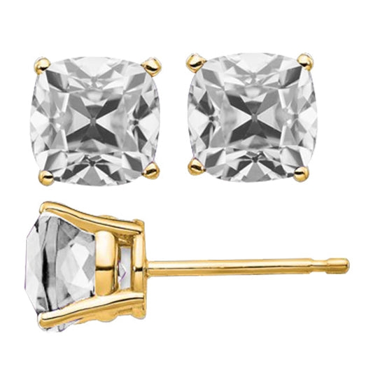 Fine Diamond Cushion Stud Earrings in 14K Yellow Gold – main view