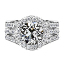 Real Diamond Halo Engagement Ring 2 ct 14K White Gold – main view