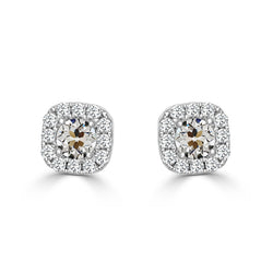 Drop Earrings 14K White Gold – Diamond Antique Cushion 1 ct