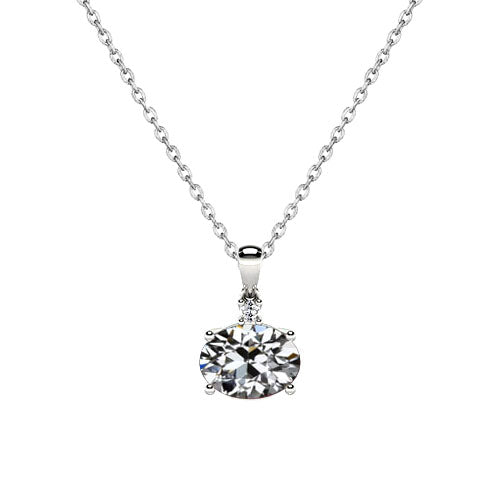 Fine Diamond Old Mine Cut Drop Pendant in 14K White Gold – main view