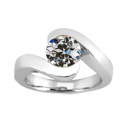 Antique Cushion Brilliant Diamond Solitaire Engagement Ring in
