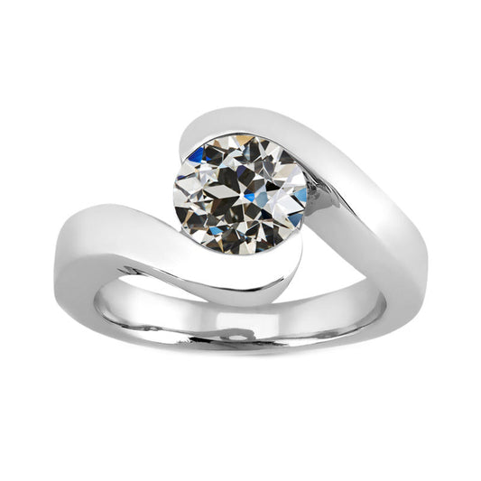 Solitaire Engagement Ring 14K White Gold with Brilliant Diamond – main view