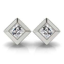 Authentic Bezel Set Fine Diamond Earrings 2 ct