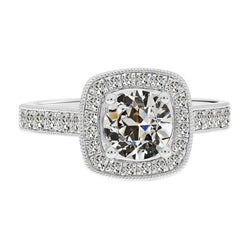 Natural Anniversary Ring Fine Diamond Halo Ring 2 ct