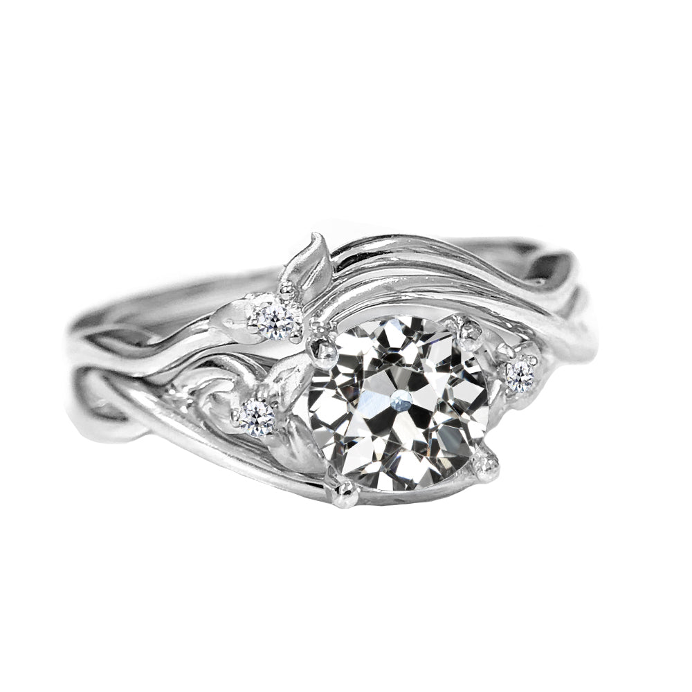 Diamond Old Mine Cut Anniversary Ring in 14K White Gold – main view