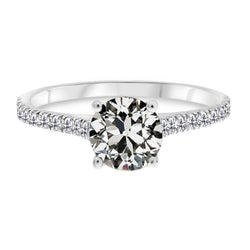 14 Karat White Gold Antique European Fine Diamond Solitaire Ring