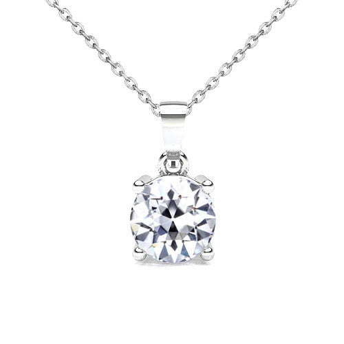 Brilliant Diamond Antique Cushion Pendant Necklace in 14 Karat White Gold – main view