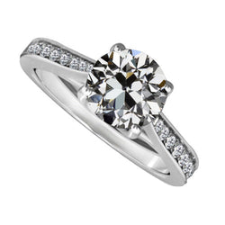 14 Karat White Gold Antique European Fine Diamond Solitaire with