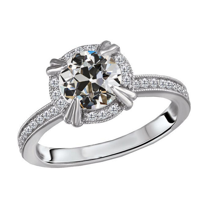 Real Fine Diamond Halo Engagement Ring – main view