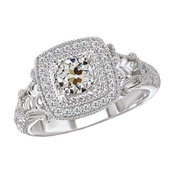 Luxury Old European Cut Diamond Halo Ring – 2 ct 14K White Gold