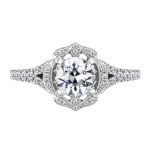 Diamond Antique Cushion Halo Ring in 14K White Gold – main view