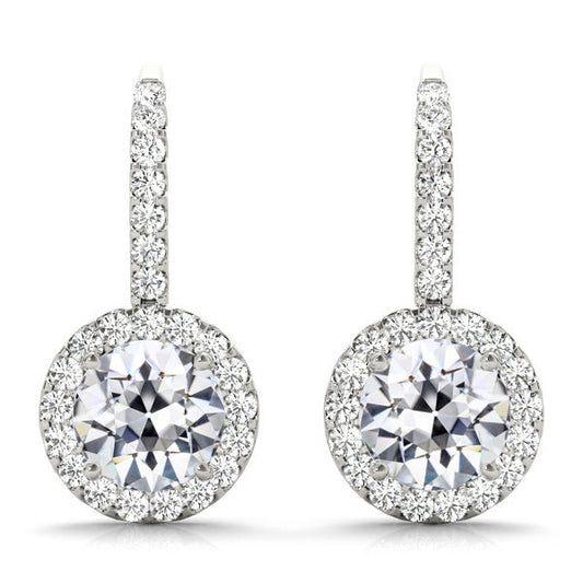 Diamond Drop Earrings 7.50-ct 14 Karat White Gold – main view