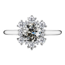 Designer Halo Setting Ring with Antique Cushion Fine Diamond