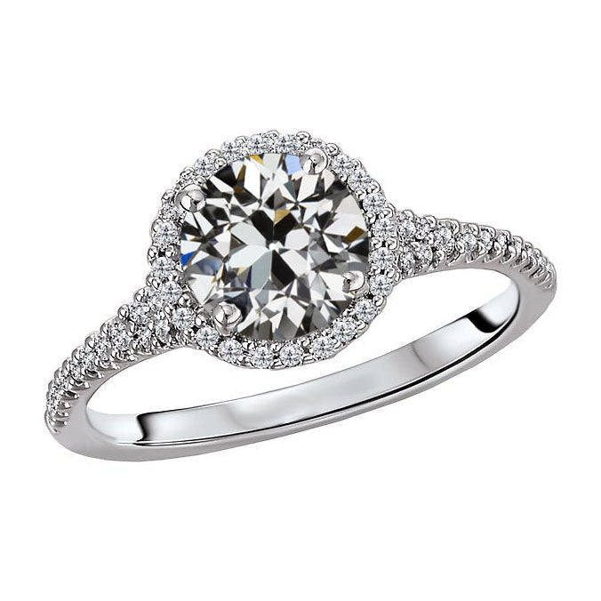 Genuine Brilliant Diamond Halo Engagement Ring – main view