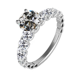 Solitaire Ring with Accents 14K White Gold – Diamond Antique
