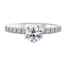 Old Mine Cut Brilliant Diamond ring in 14 Karat White Gold – main view