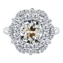 Brilliant Diamond Antique Cushion Halo Setting Ring in 14 Karat White Gold – main view