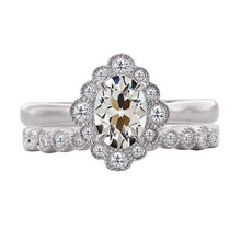 Fine Diamond Antique Cushion Halo Setting Ring in 14K White Gold – main view
