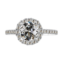 Fine Diamond Antique Cushion Halo Setting Ring 3.50 ct in 14