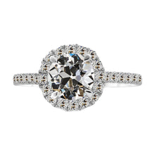 Fine Diamond Old Mine Cut Halo Setting Ring in 14 Karat White Gold – main view