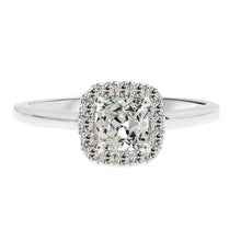 Fine Diamond Cushion Halo Engagement Ring in 14 Karat White Gold – main view
