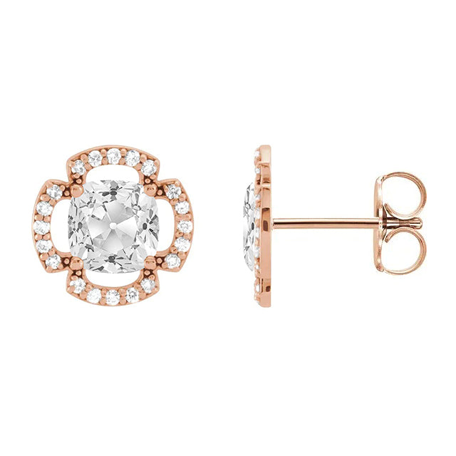 Earth-Mined Brilliant Diamond Drop Earrings 7.50 ct 14K Rose Gold – front view