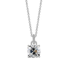 Fine Diamond Cushion Cut Drop Pendant in 14K White Gold – main view