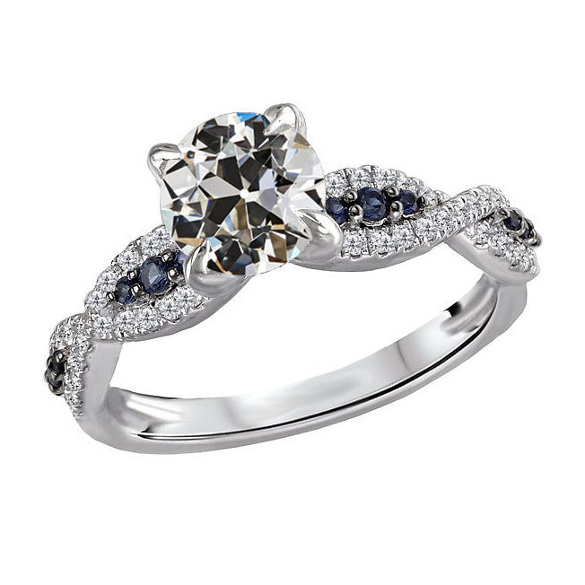Refined Brilliant Diamond Solitaire Ring with Accents 2 ct – main view