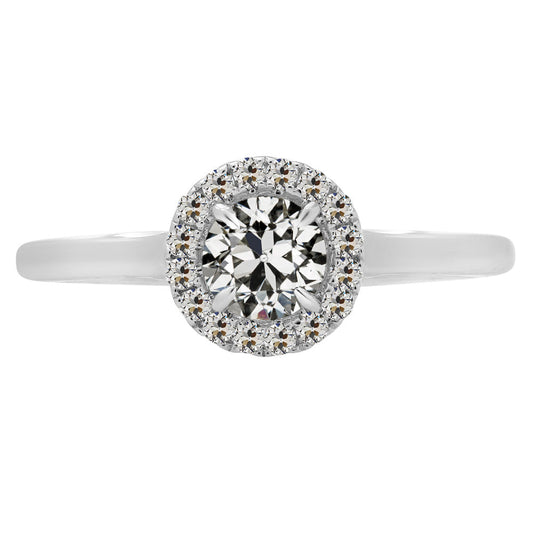 Diamond Antique Cushion Halo Engagement Ring in 14 Karat White Gold – main view