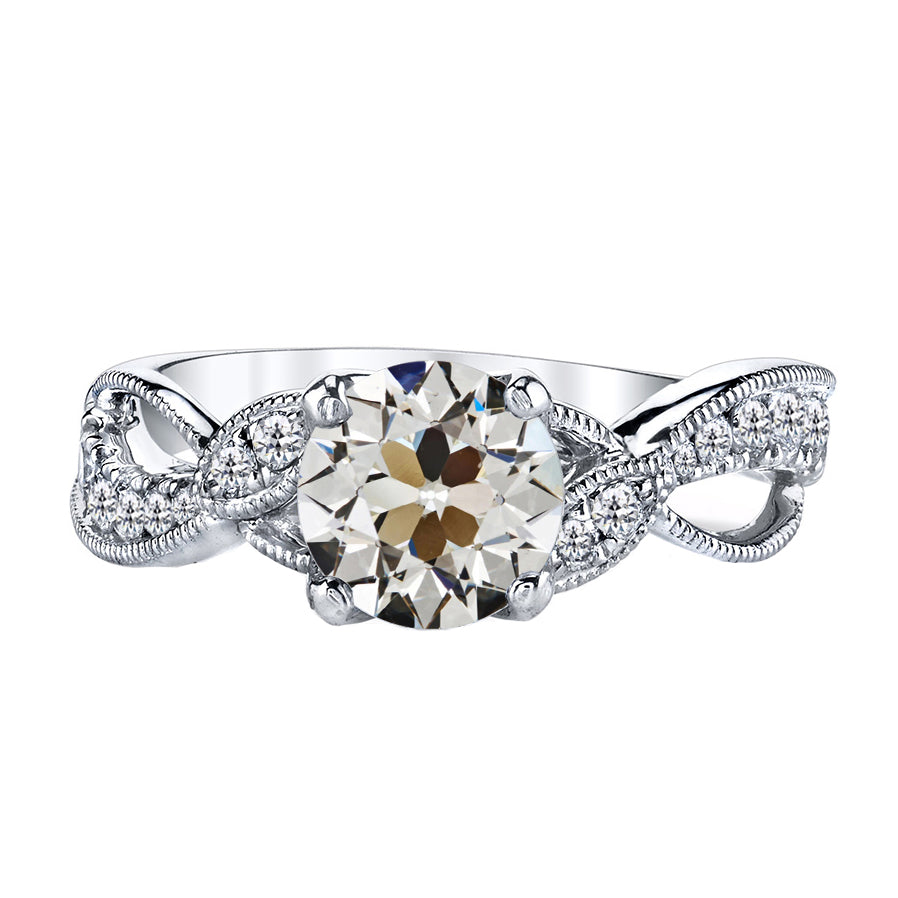 Earth-Mined Brilliant Diamond Accent Solitaire Ring 2 ct 14 Karat White Gold – main view