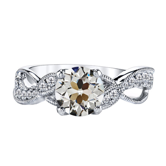 Earth-Mined Brilliant Diamond Accent Solitaire Ring 2 ct 14 Karat White Gold – main view