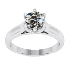 Diamond Antique Cushion Solitaire Ring in 14 Karat White Gold – main view