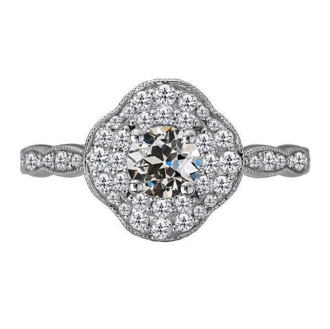 Genuine Diamond Halo Ring 1.50 ct 14K White Gold – main view