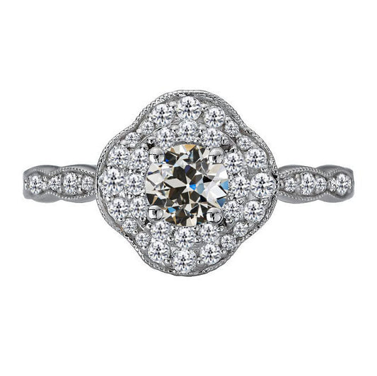 Genuine Diamond Halo Ring 1.50 ct 14K White Gold – main view