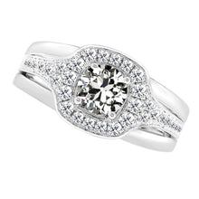 Diamond Antique Cushion Halo Setting Ring in 14K White Gold – main view