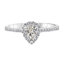 Fine Diamond Antique Cushion Halo Ring in 14K White Gold – main view