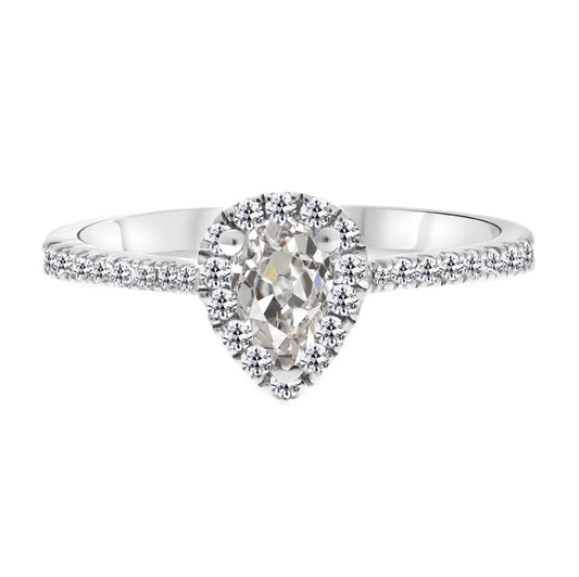 Fine Diamond Antique Cushion Halo Ring in 14K White Gold – main view