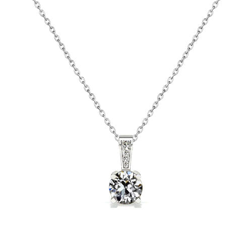 Diamond Antique Cushion Pendant Necklace in 14K White Gold – main view
