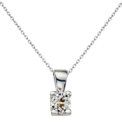 Drop Pendant 14K White Gold – Brilliant Diamond Antique Cushion