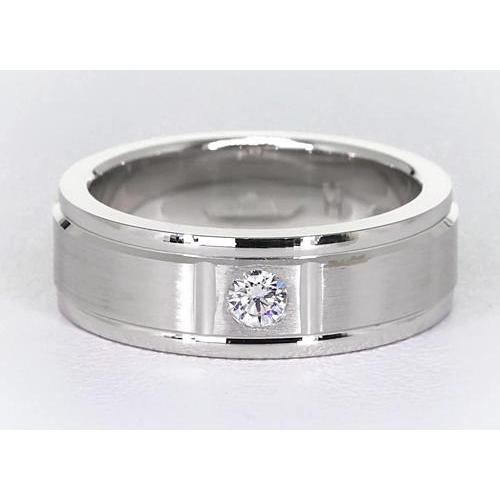 One Round Gypsy Natural Earth Mined Diamond Band 0.25 Carats Brushed Finish Men's Ring