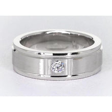 One Round Gypsy Natural Earth Mined Diamond Band 0.25 Carats Brushed Finish Men's Ring